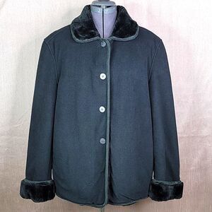 COACO NEW‎ YORK Black Faux Fur Lined Coat Large